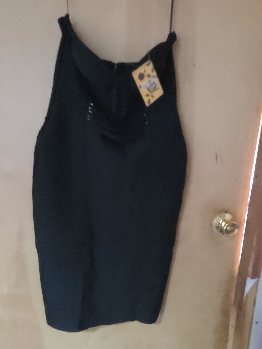 Hybrid & company Black Midi Sheath Dress with Cowl Neck